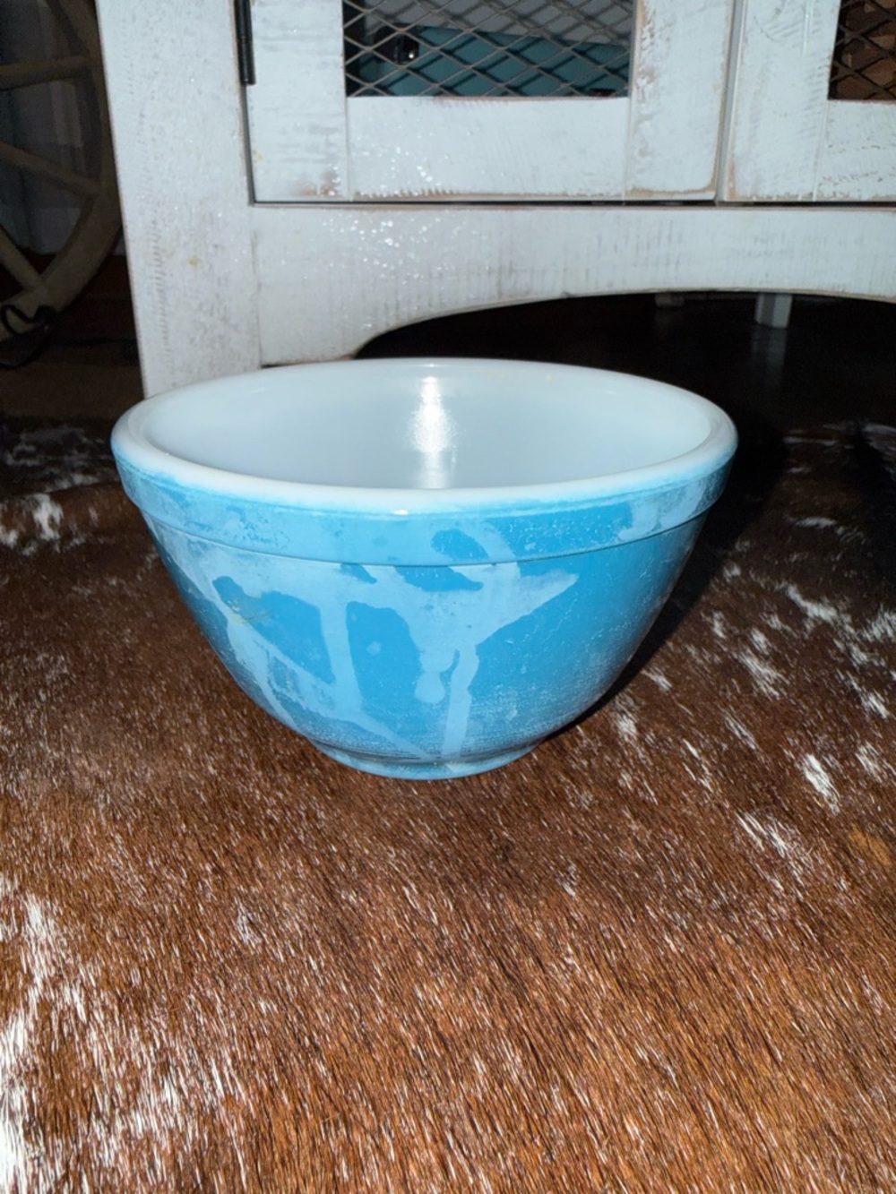 Pyrex Blue Mixing Bowl with White Interior